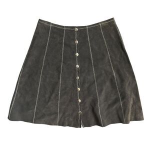 Handmade Grey Leather Suede A-Line Western Mini Skirt‎ Size 0 / XS